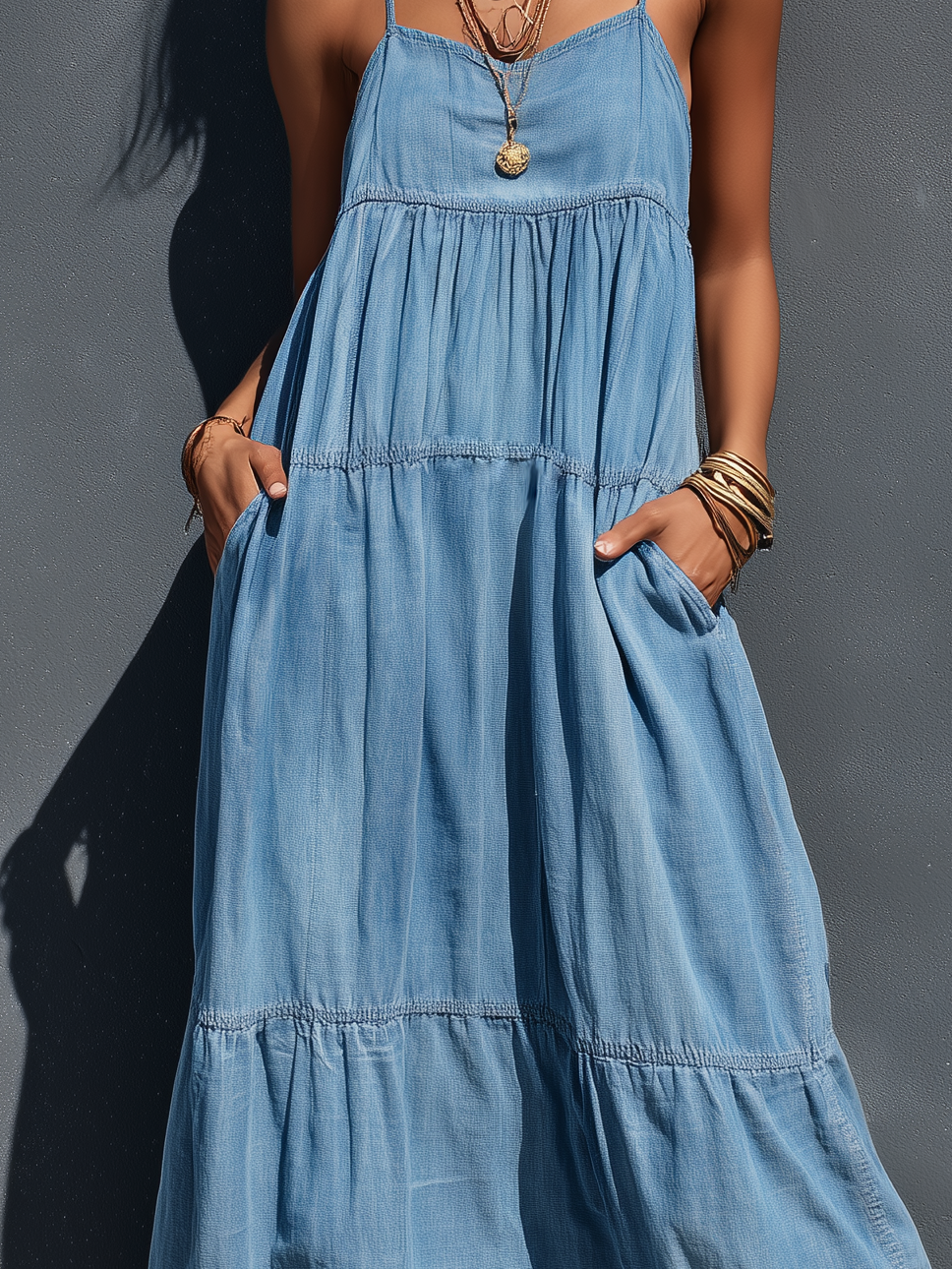 Robe femme denim stretch bretelles réglables confortable – Image 4