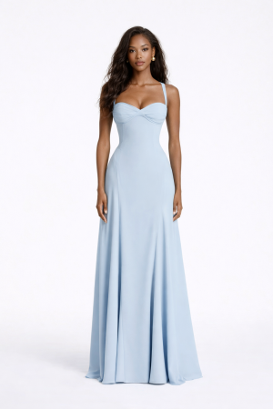 Robe Femme Longue Cœur Drapé Dos Ouvert Soirée