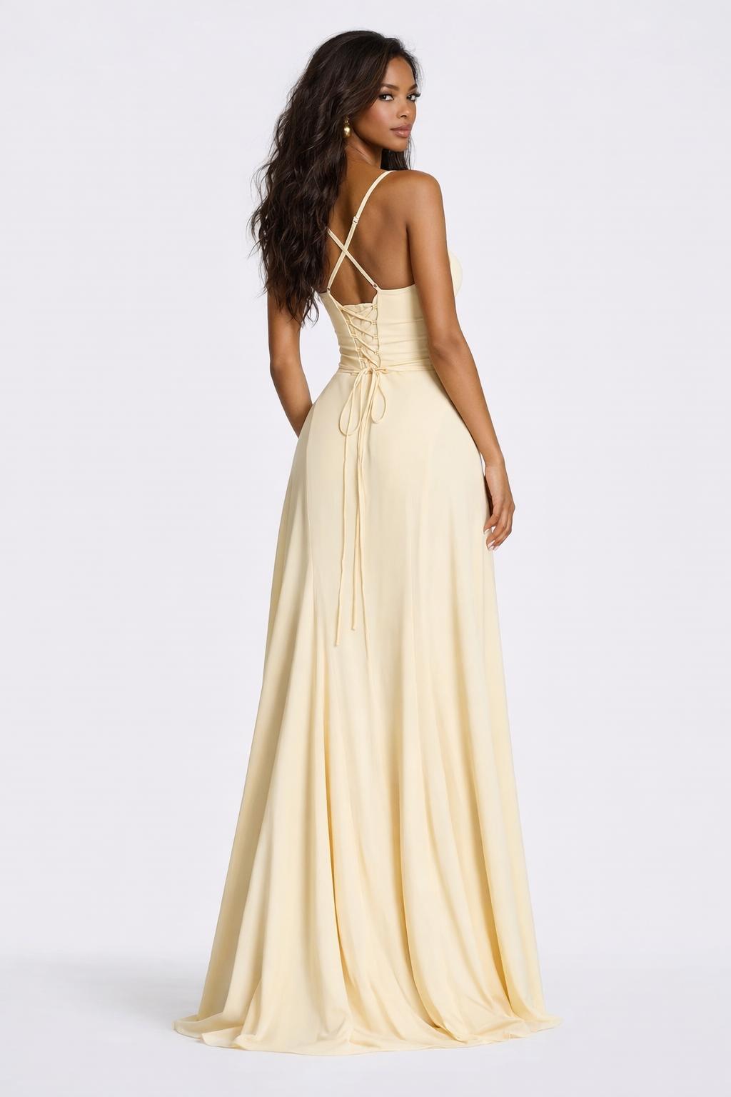 Robe Femme Longue Cœur Drapé Dos Ouvert Soirée – Image 3