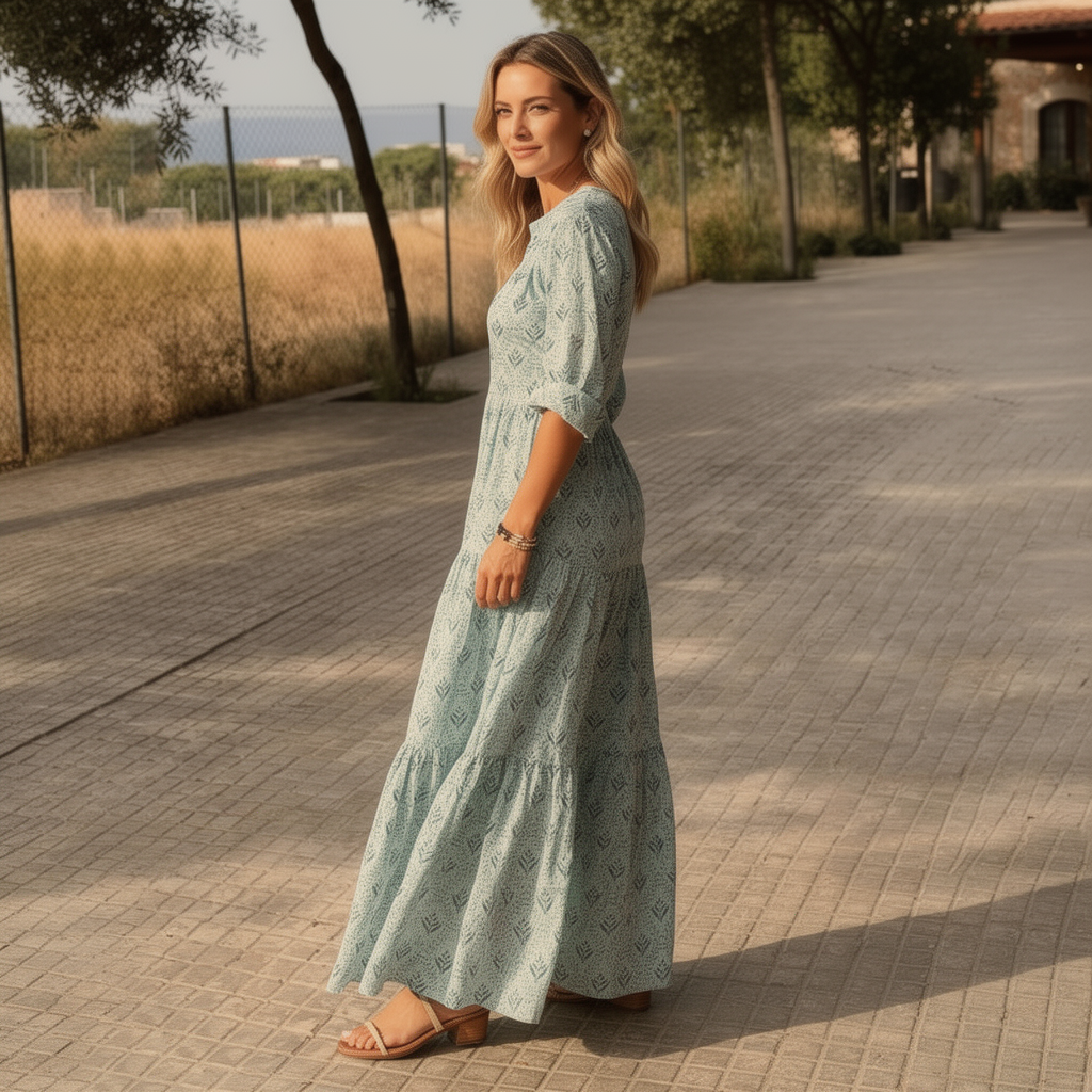 Robe femme longue fluide tissu respirant voyage – Image 9