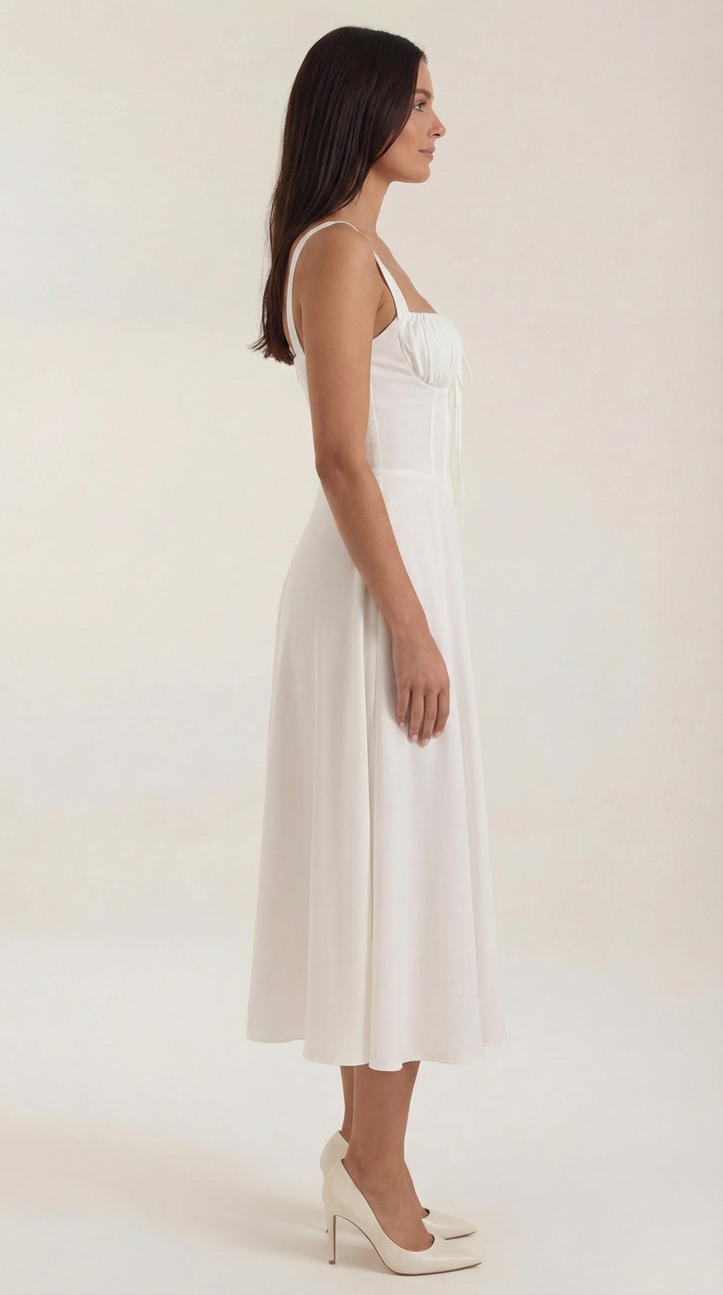 Robe femme midi style corset laçage décolleté fente – Image 6