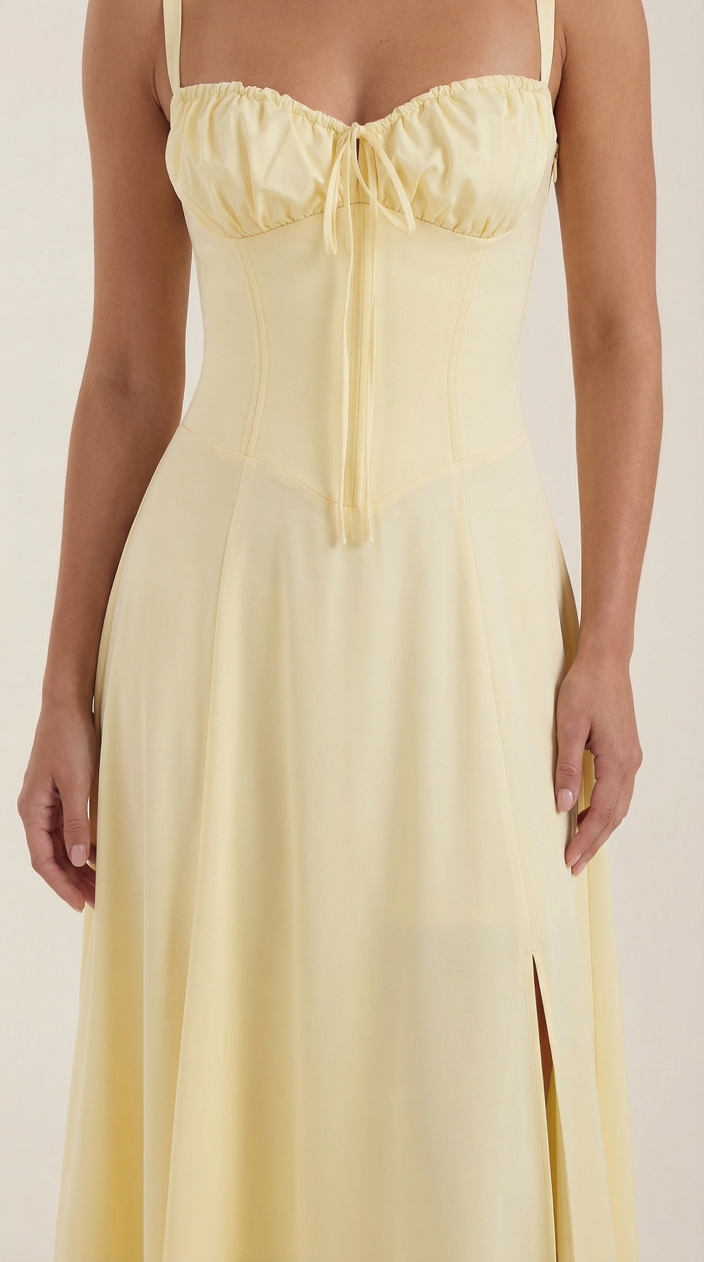 Robe femme midi style corset laçage décolleté fente – Image 19