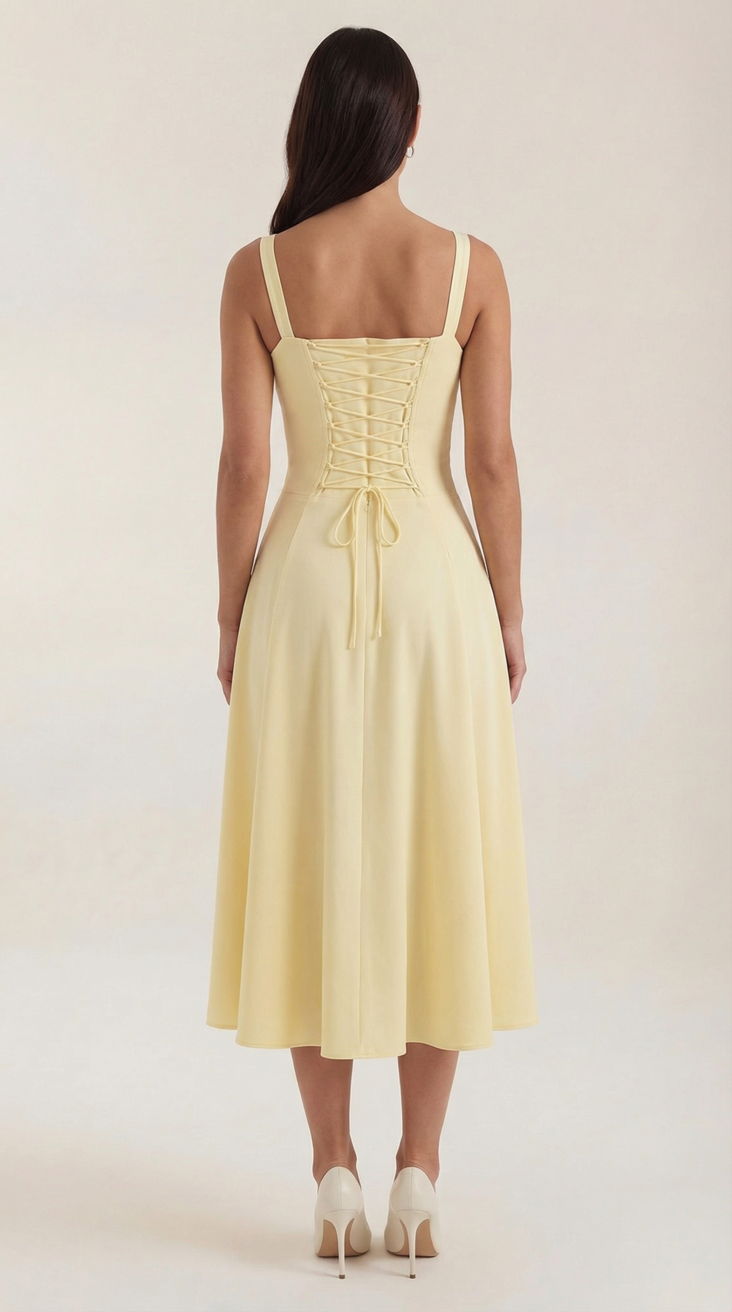 Robe femme midi style corset laçage décolleté fente – Image 20