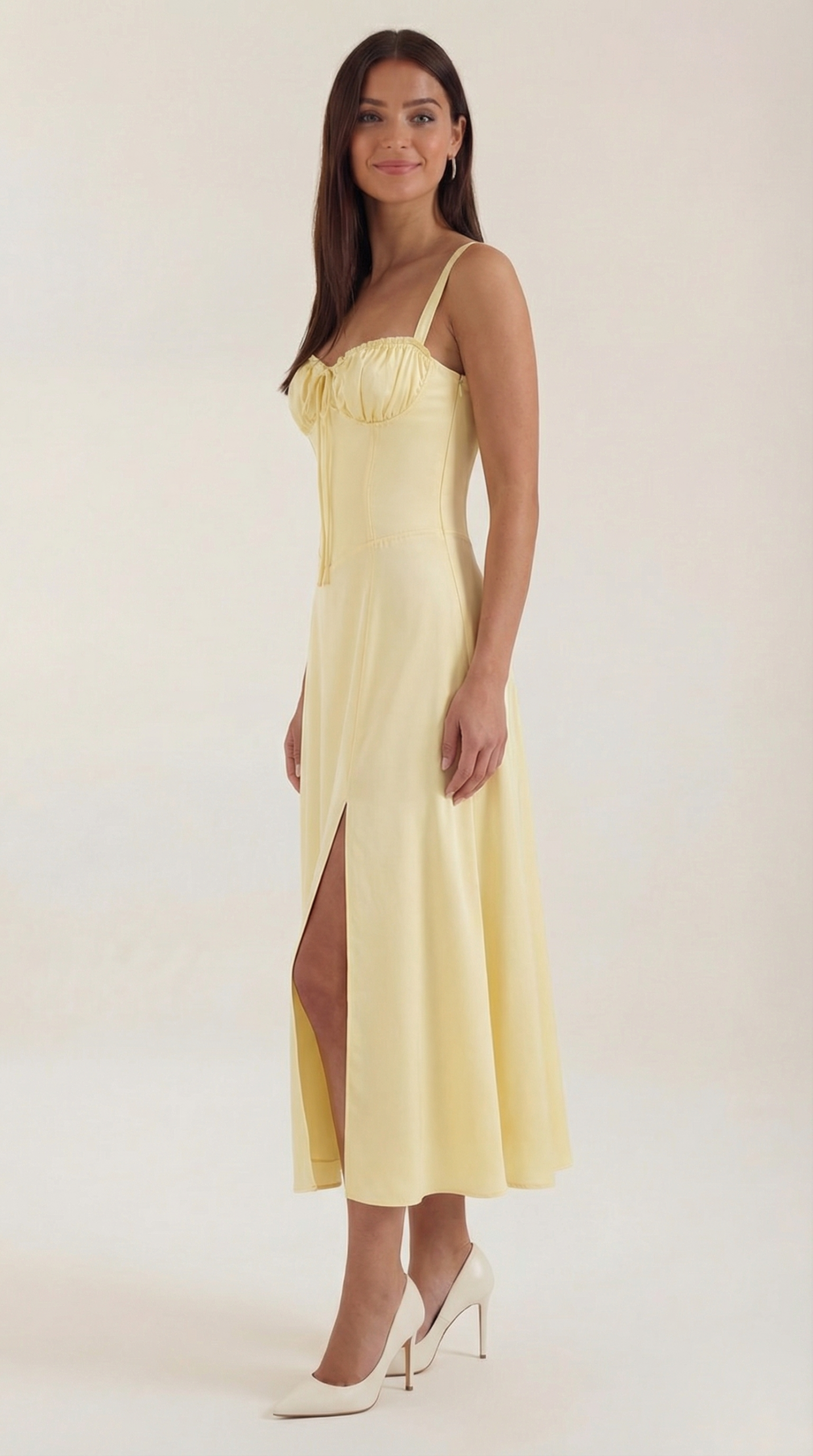 Robe femme midi style corset laçage décolleté fente – Image 18