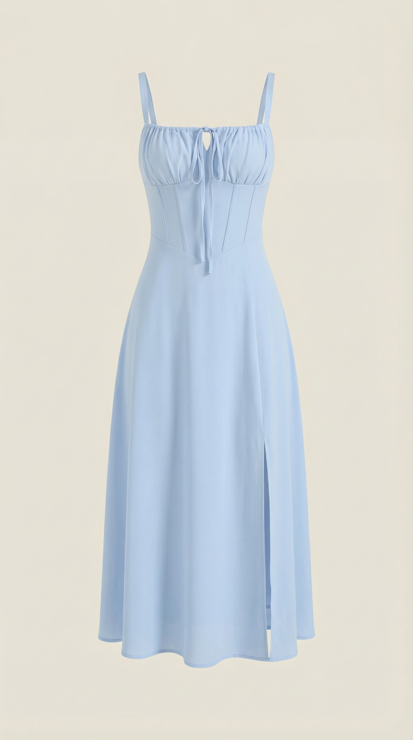 Robe femme midi style corset laçage décolleté fente – Image 12