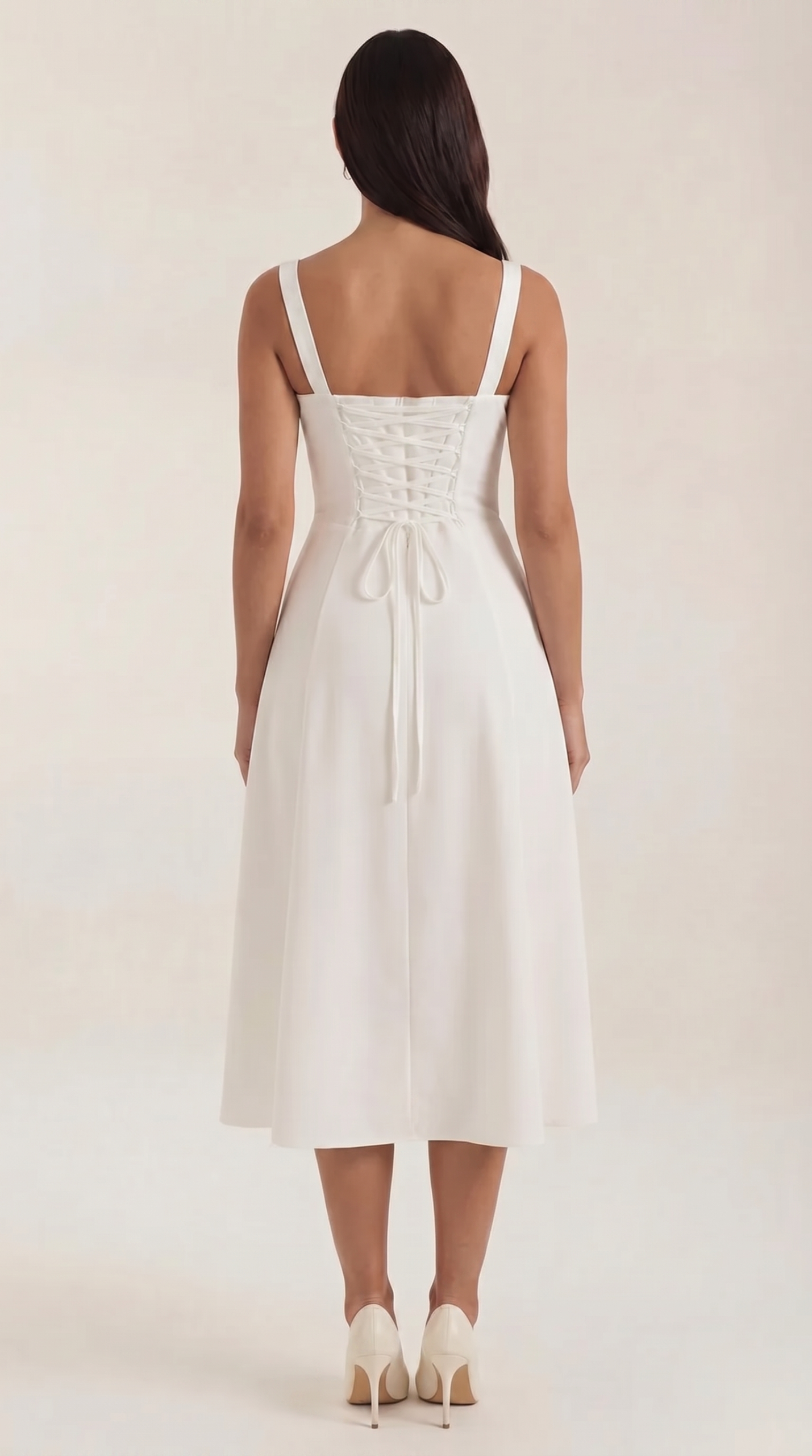 Robe femme midi style corset laçage décolleté fente – Image 8