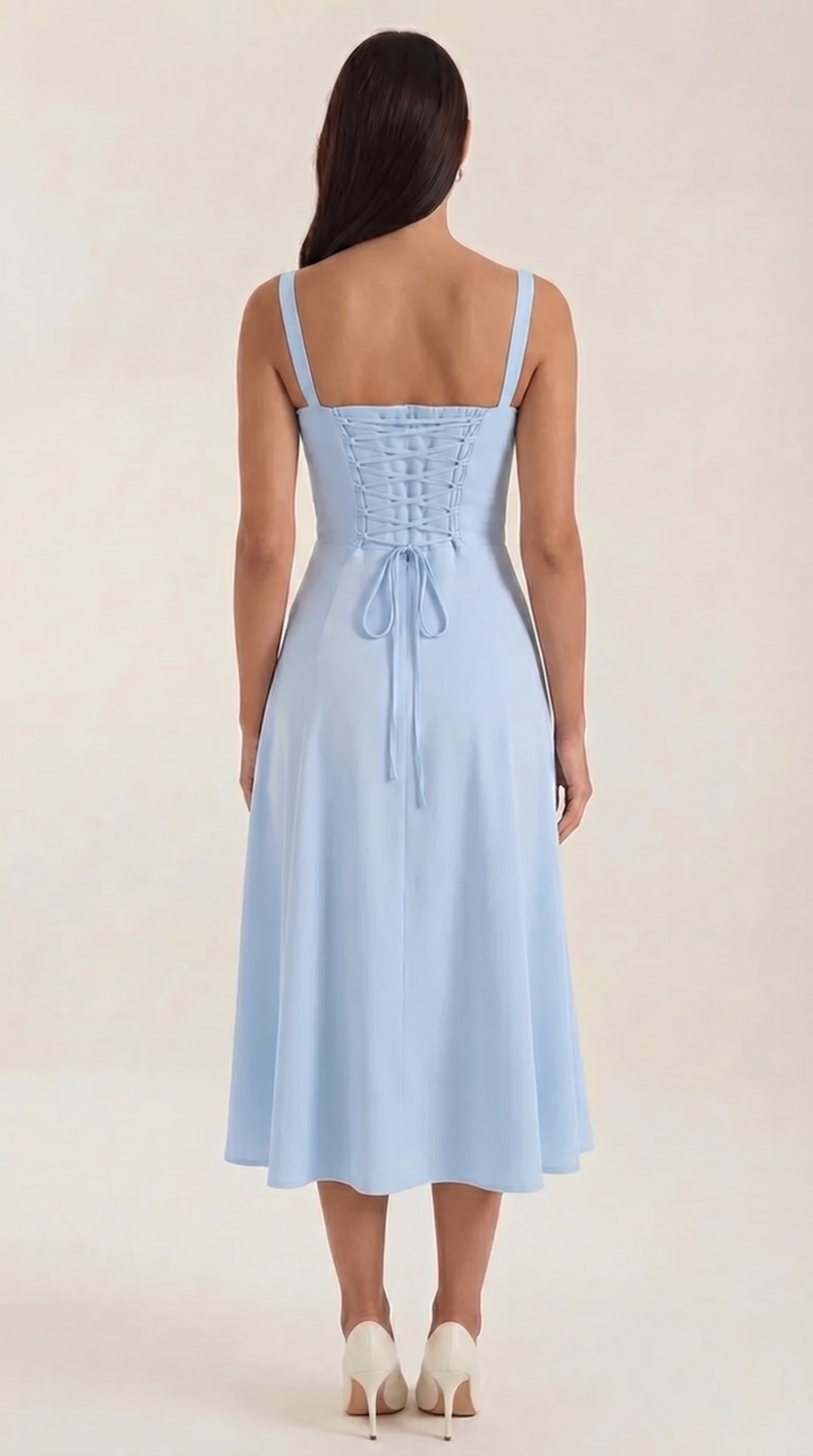 Robe femme midi style corset laçage décolleté fente – Image 13
