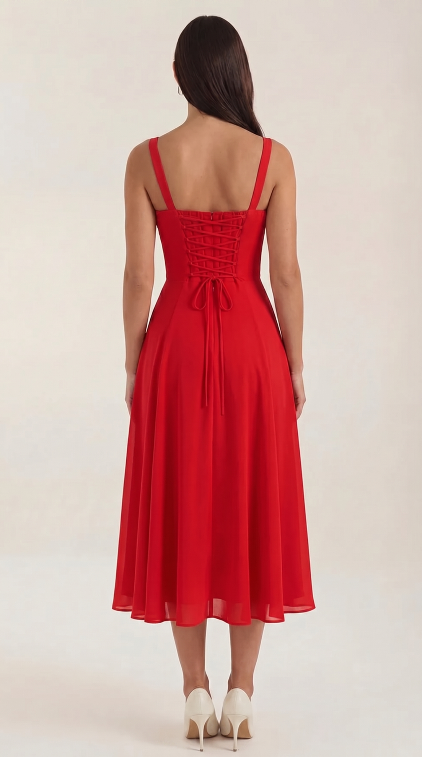 Robe femme midi style corset laçage décolleté fente – Image 17