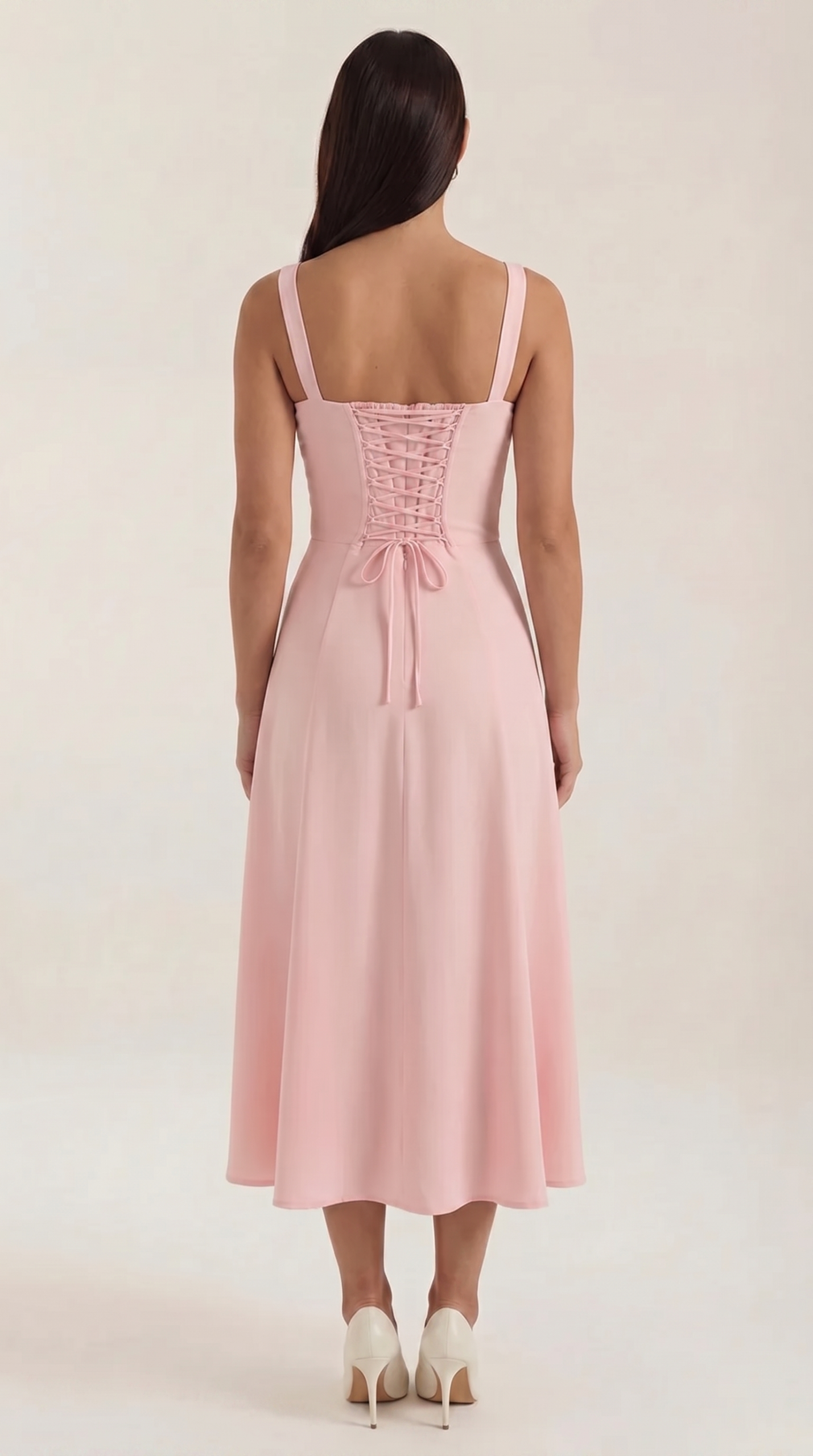 Robe femme midi style corset laçage décolleté fente – Image 24