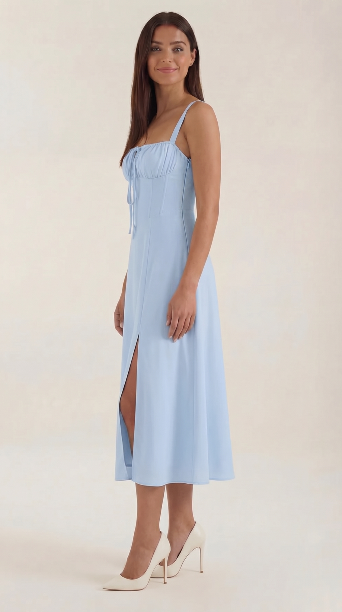 Robe femme midi style corset laçage décolleté fente – Image 11