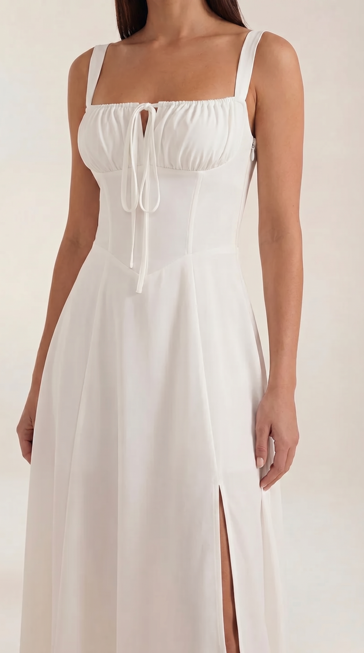 Robe femme midi style corset laçage décolleté fente – Image 7