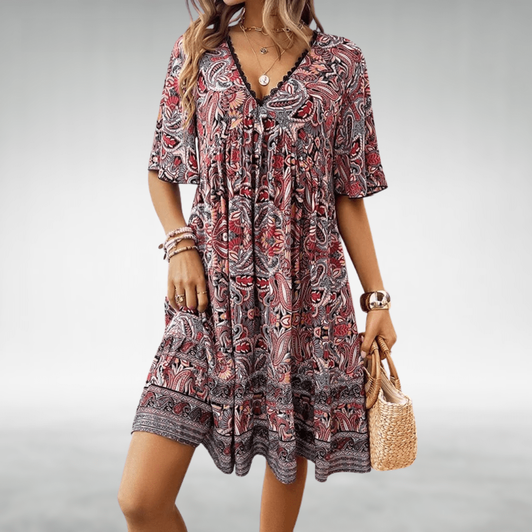 Robe femme midi motif cachemire coupe ample – Image 3