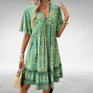 Robe femme midi motif cachemire coupe ample