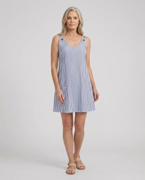 Robe femme rayée d'été ample avec poches