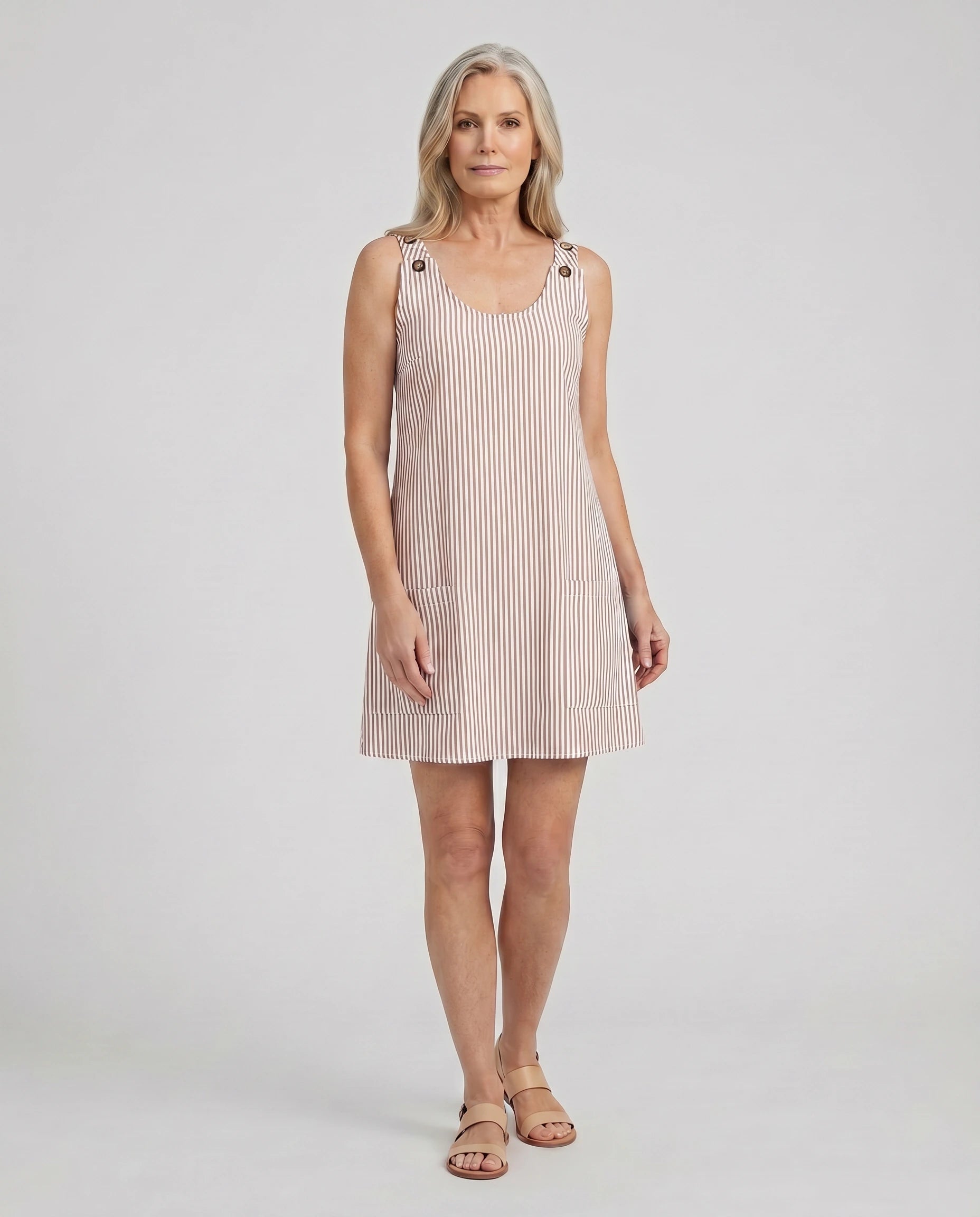 Robe femme rayée d'été ample avec poches – Image 8