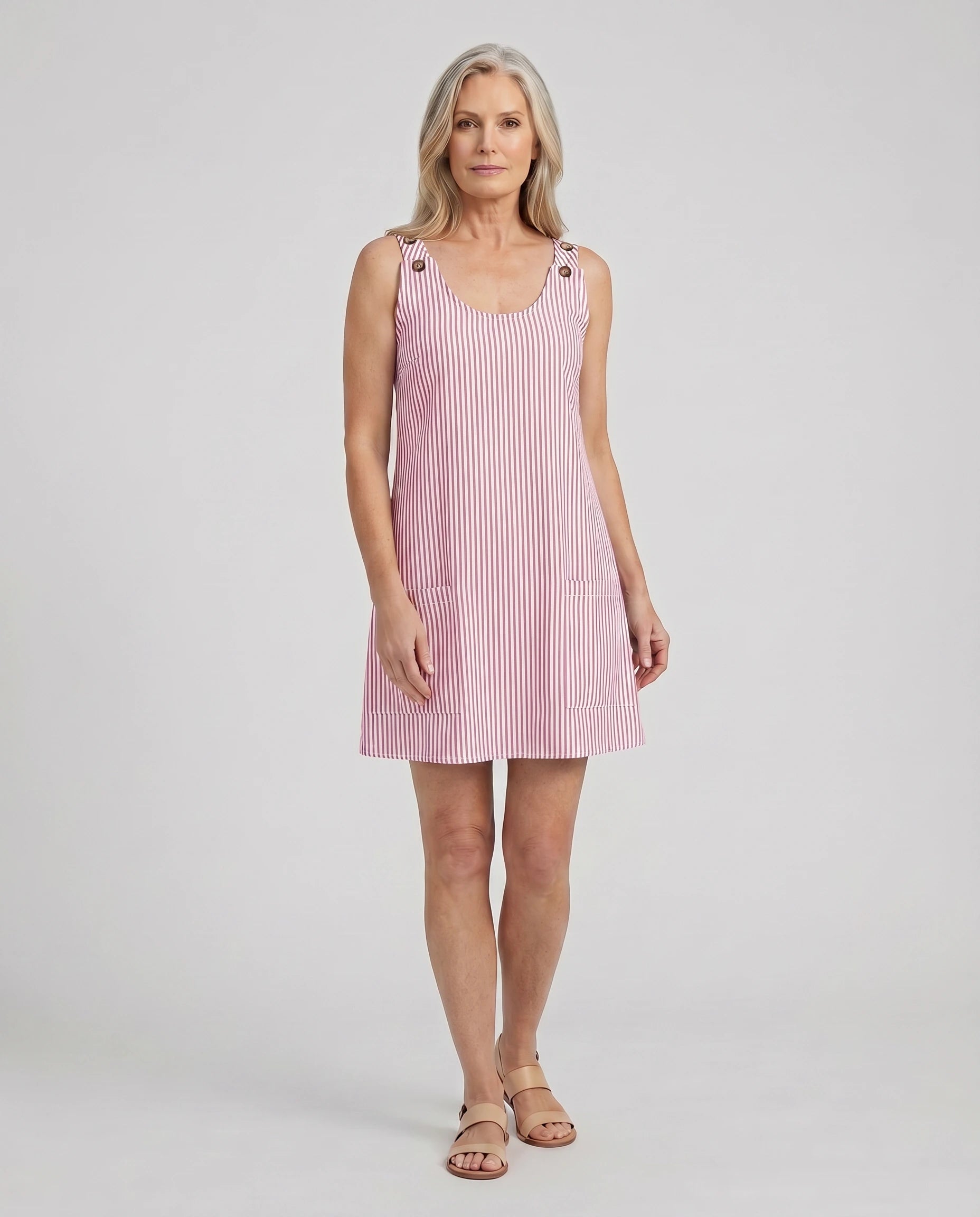 Robe femme rayée d'été ample avec poches – Image 9