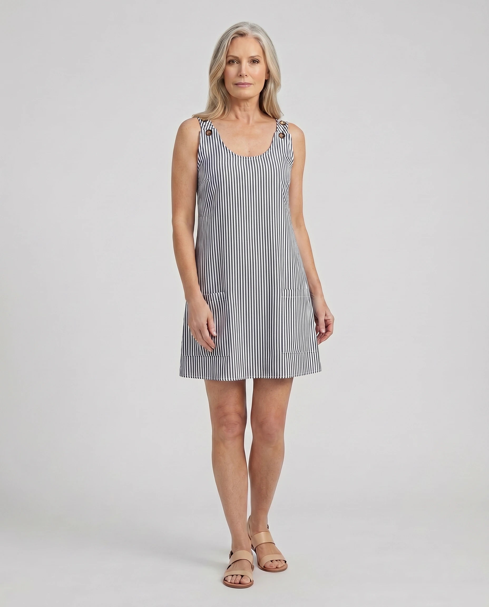 Robe femme rayée d'été ample avec poches – Image 11