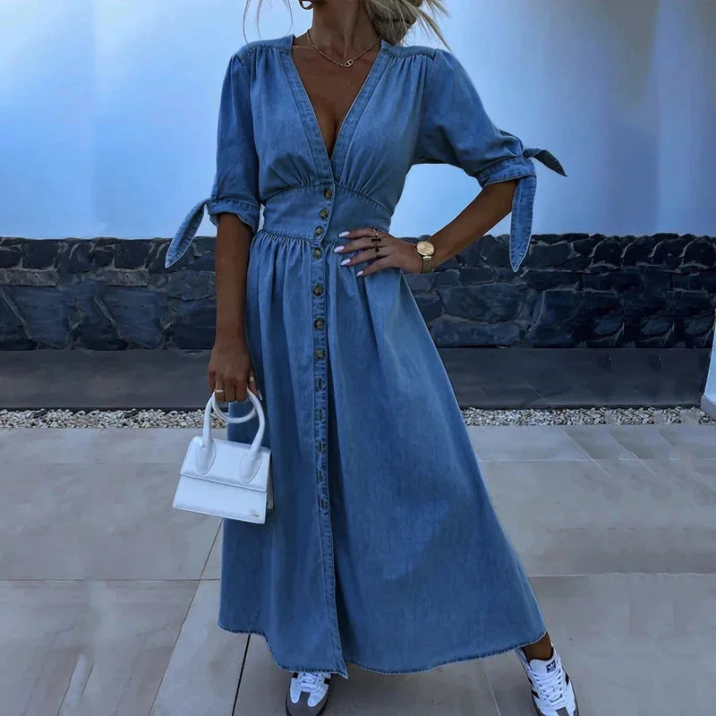 Robe femme denim haute densité boutonnage ajustable