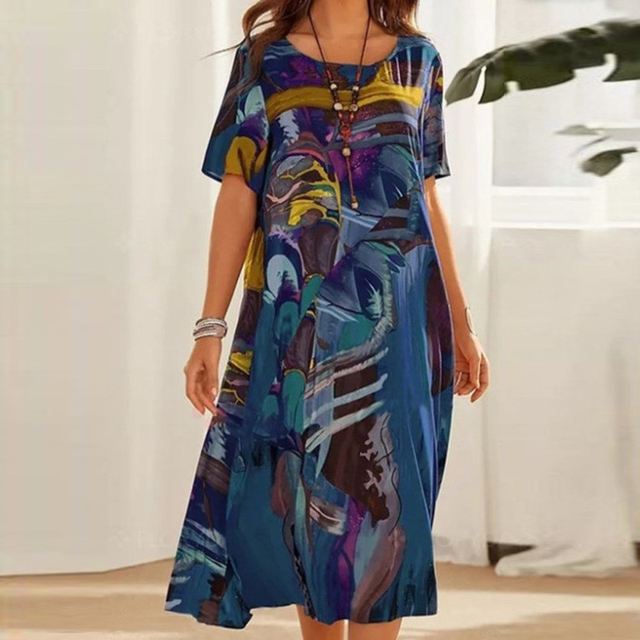 Robe femme manches courtes coupe ample décontractée