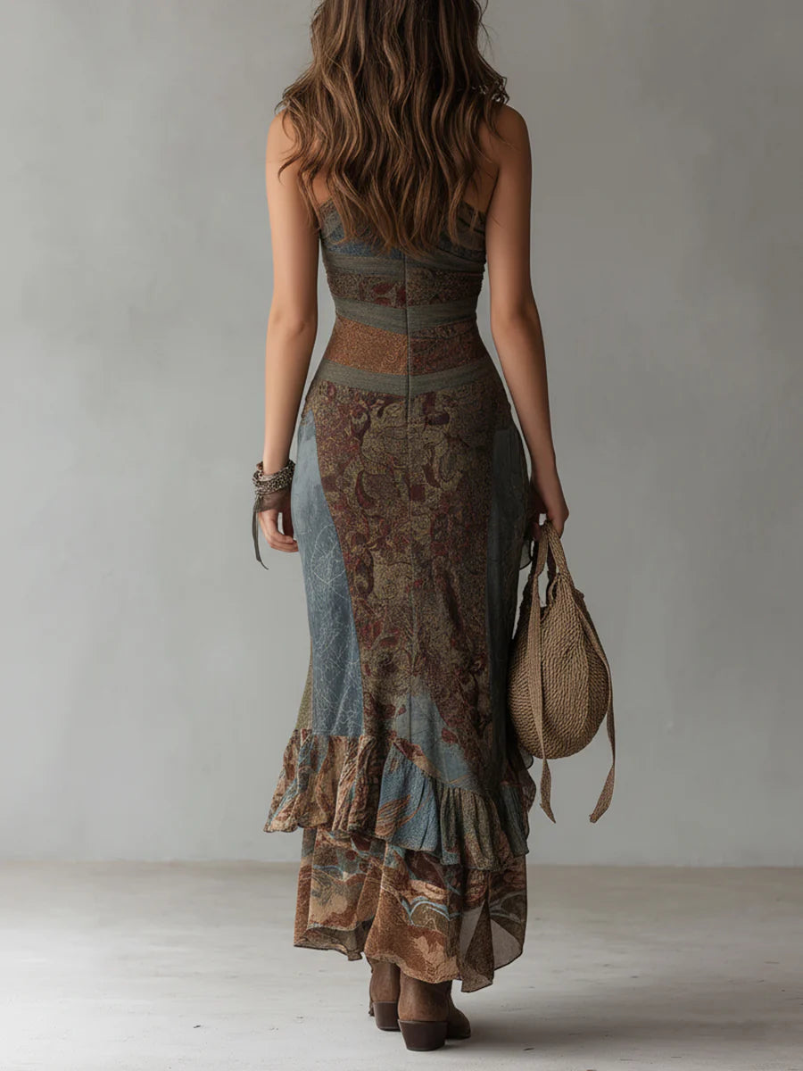 Robe femme asymétrique taille ajustée fente latérale – Image 3
