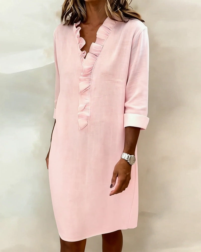 Robe femme coton lin respirante manches longues – Image 6