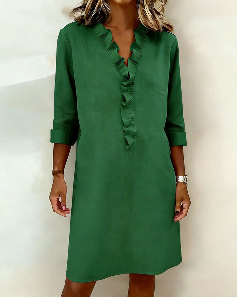 Robe femme coton lin respirante manches longues – Image 4
