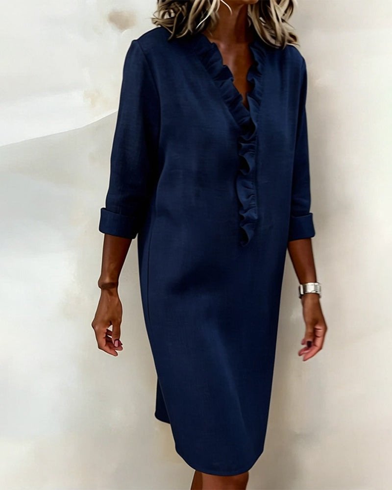 Robe femme coton lin respirante manches longues – Image 15