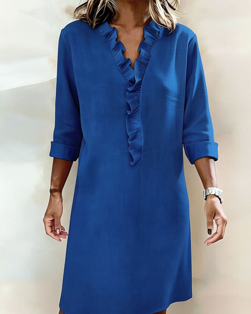 Robe femme coton lin respirante manches longues – Image 19