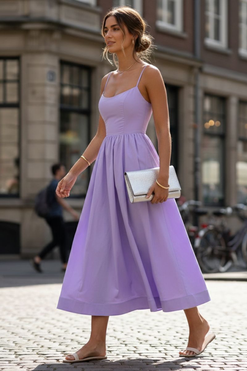 Robe femme taille froncée évasée élégante – Image 2