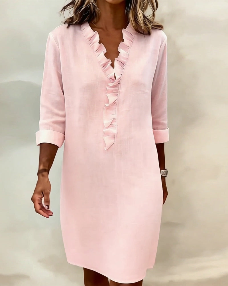 Robe femme coton lin respirante manches longues – Image 10
