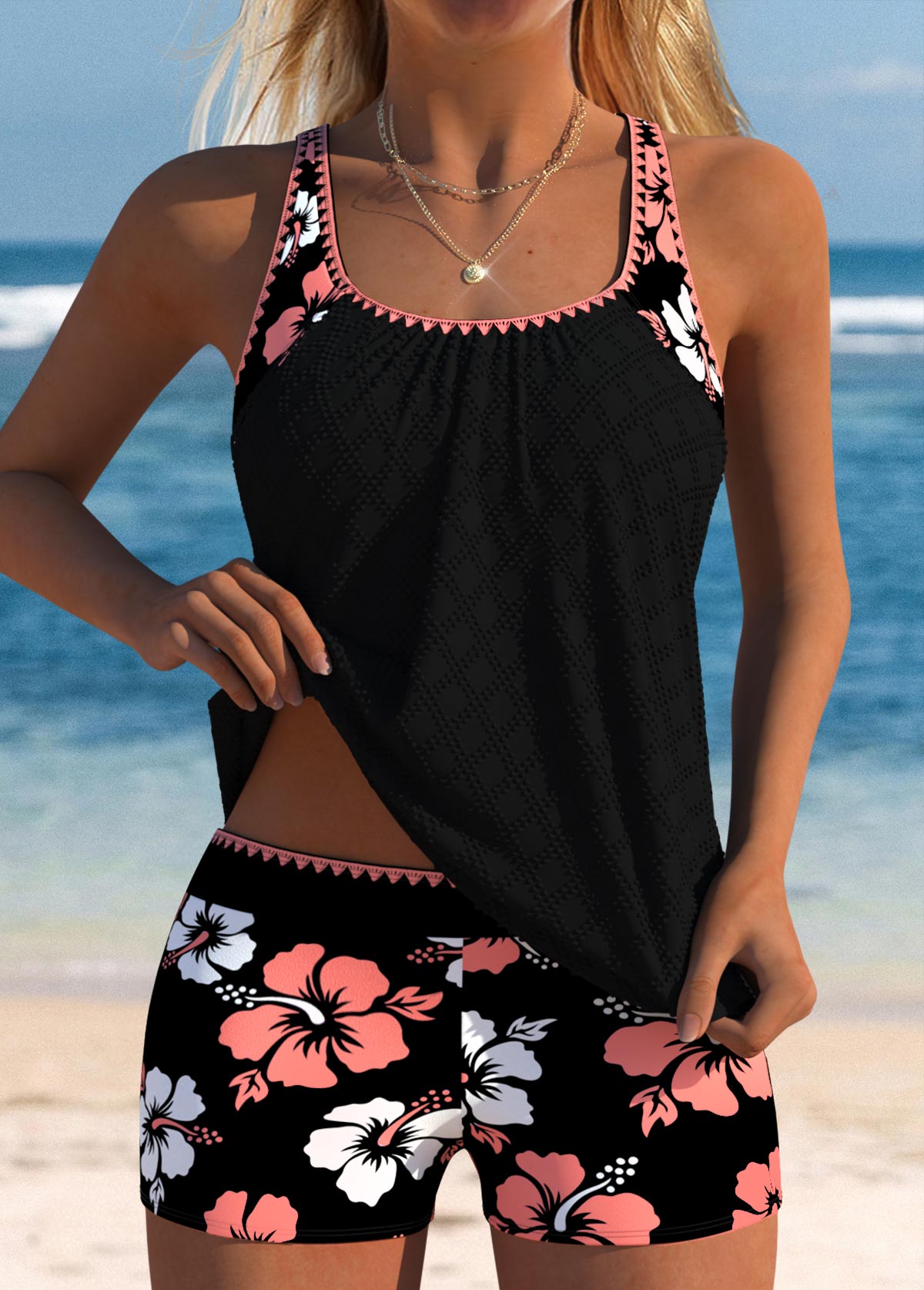 Tankini femme haut ample dos nageur short assorti – Image 2