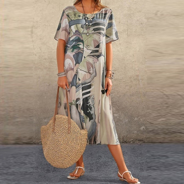 Robe femme manches courtes coupe ample décontractée – Image 5