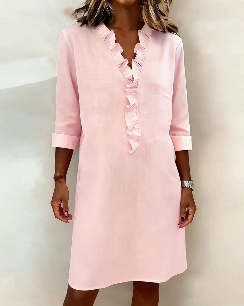 Robe femme coton lin respirante manches longues – Image 8