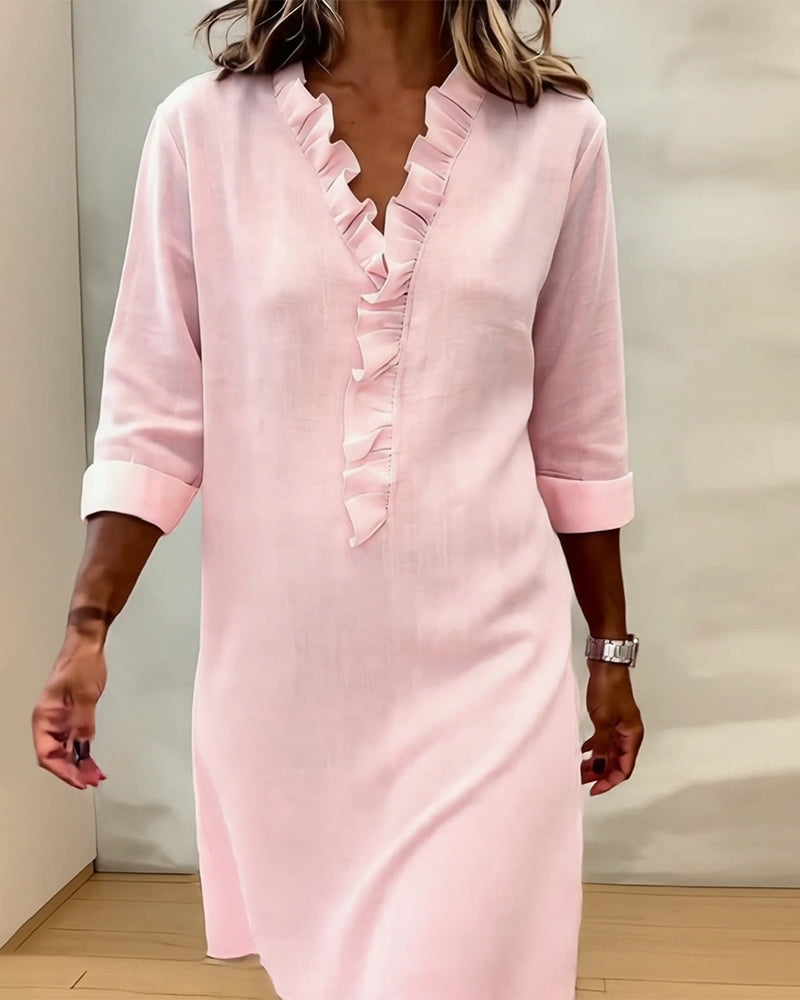 Robe femme coton lin respirante manches longues – Image 9