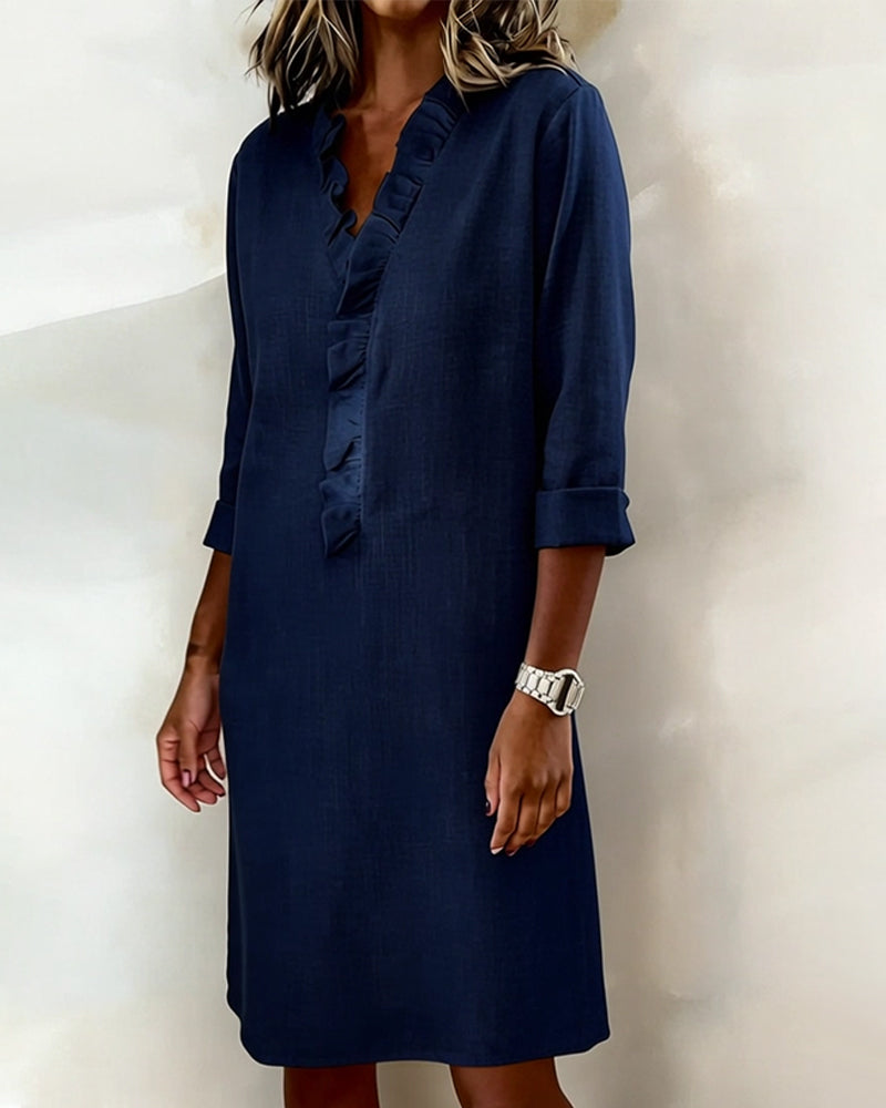 Robe femme coton lin respirante manches longues – Image 14