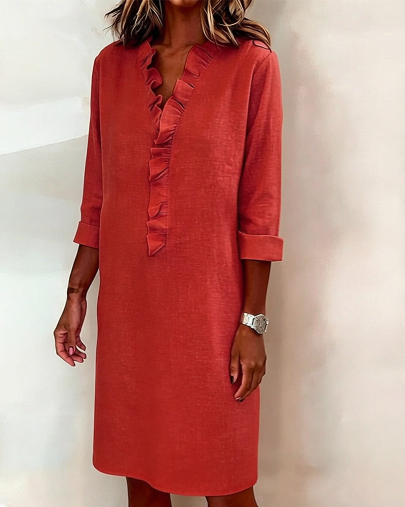 Robe femme coton lin respirante manches longues – Image 11