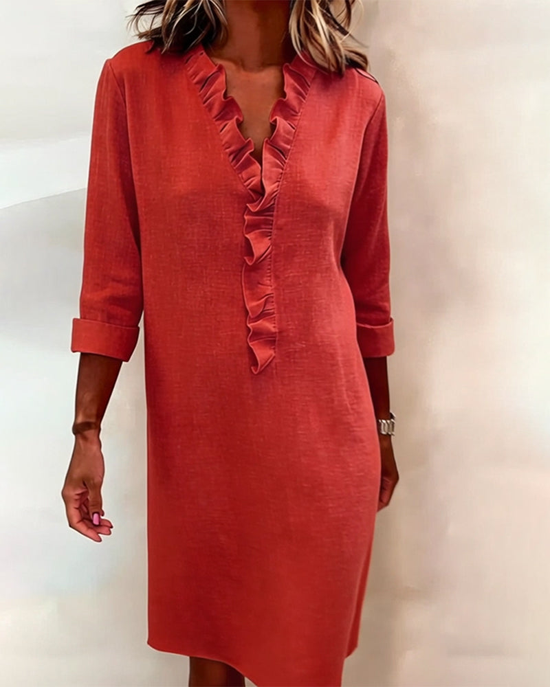Robe femme coton lin respirante manches longues – Image 13