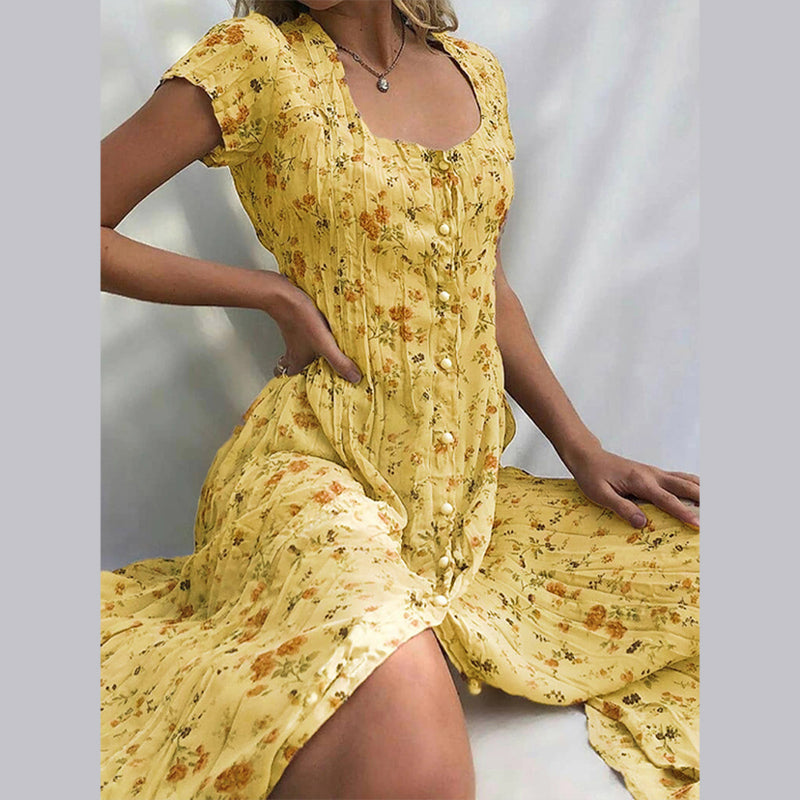 Robe femme midi légère manches courtes printemps-été – Image 3