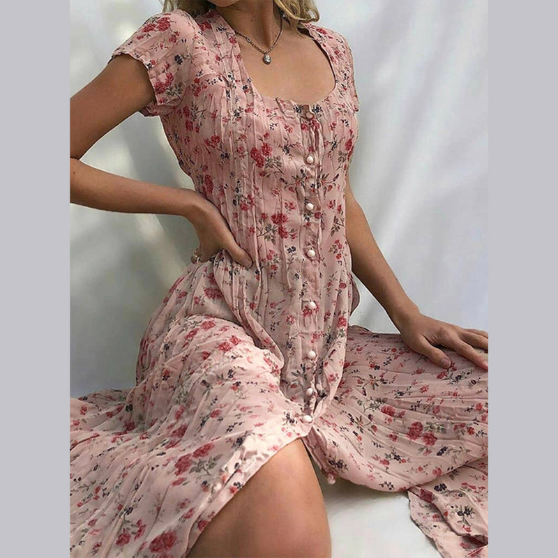 Robe femme midi légère manches courtes printemps-été – Image 2