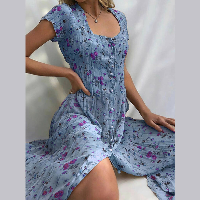 Robe femme midi légère manches courtes printemps-été – Image 4