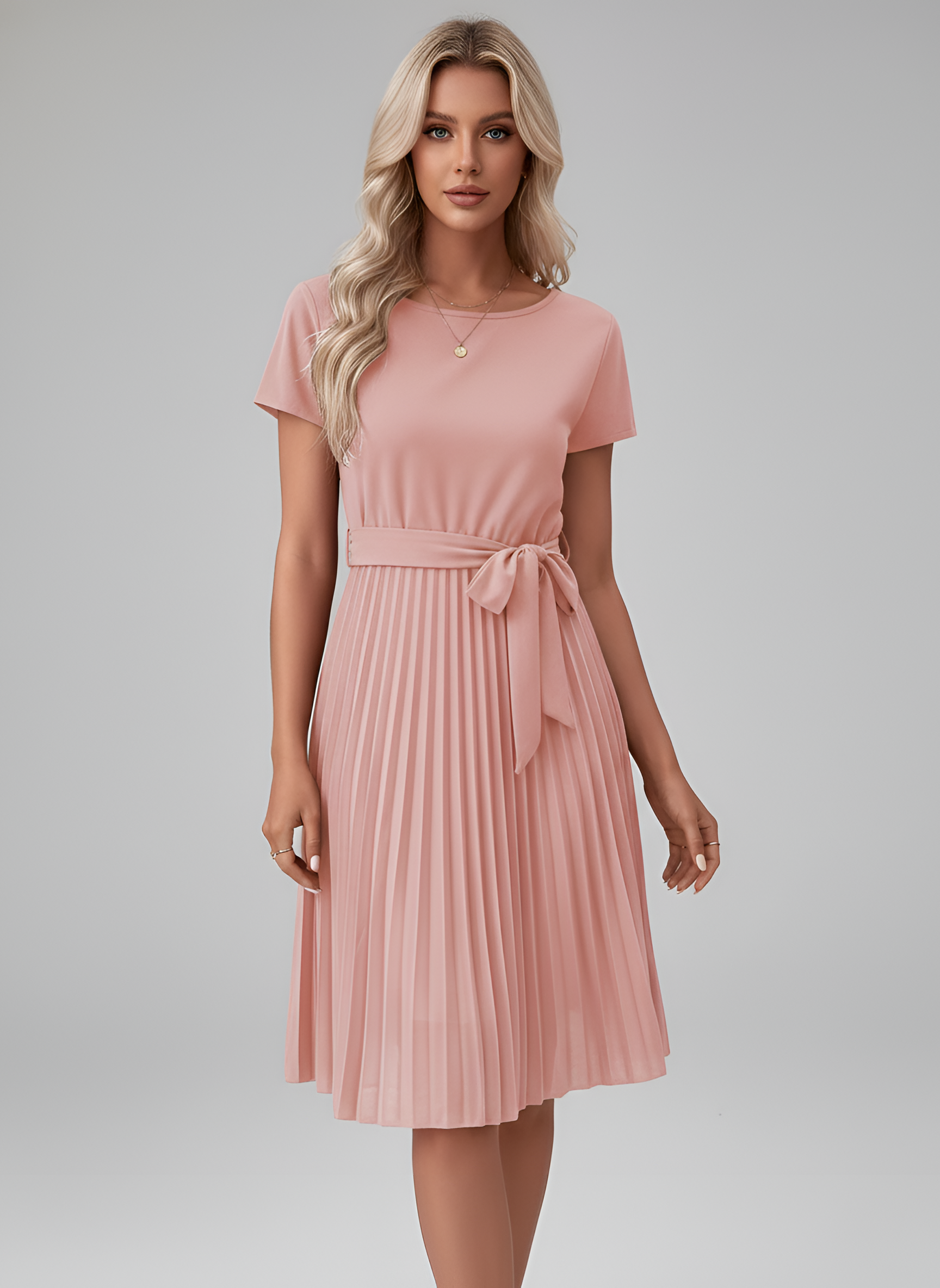 Robe femme midi effet amincissant confort quotidien – Image 3
