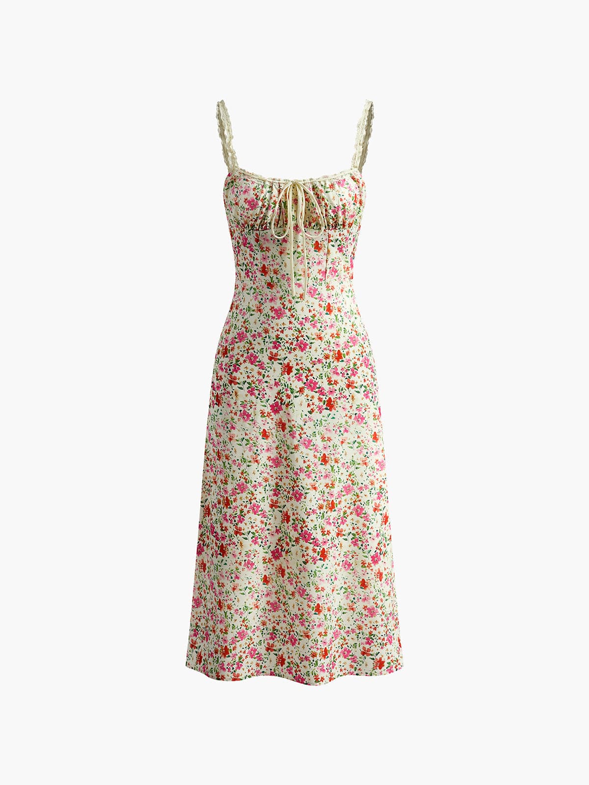 Robe femme cintrée florale tissu respirant décolleté lacets – Image 6