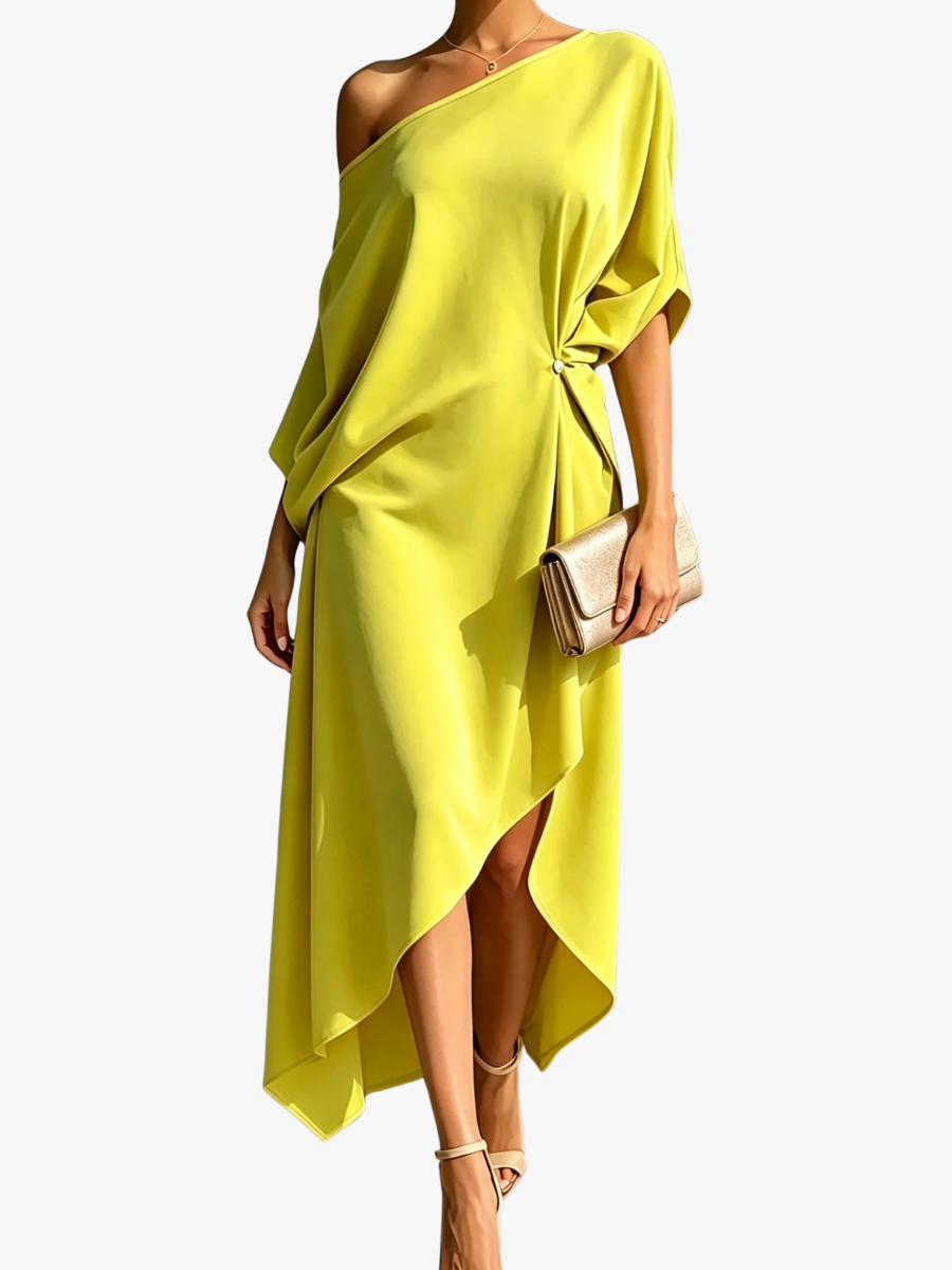 Robe femme une épaule fluide élégance moderne