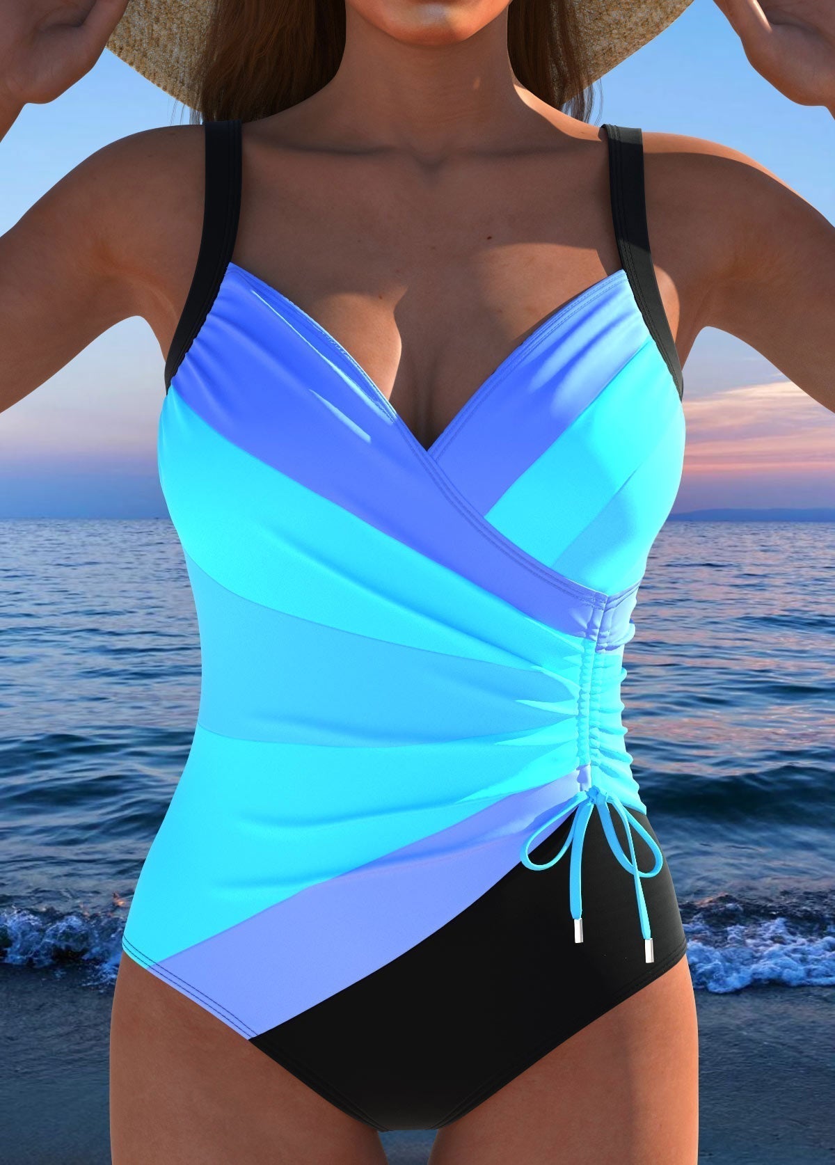 Maillot de bain femme imprimé néon contrôle ventre – Image 2