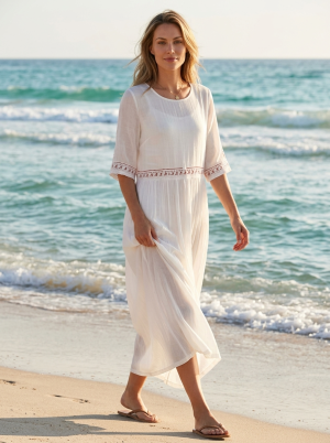 Robe femme midi coton respirant coupe ample