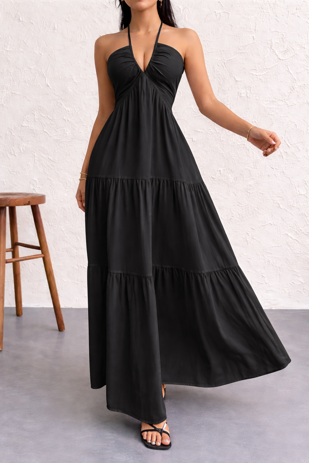 Robe femme coton respirant lien halter été – Image 5