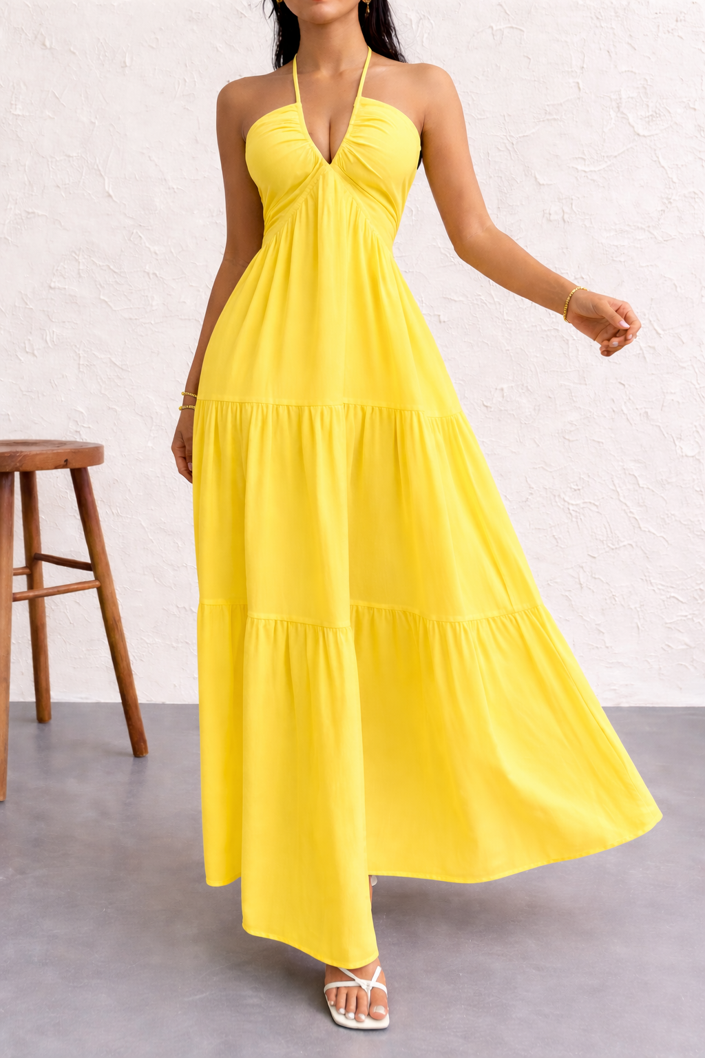 Robe femme coton respirant lien halter été – Image 4