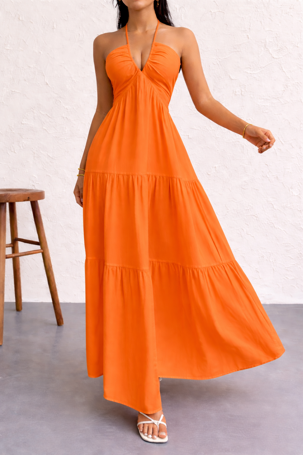 Robe femme coton respirant lien halter été – Image 2