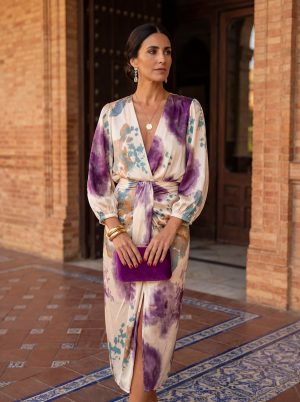 Robe femme midi fluide croisée silhouette définie