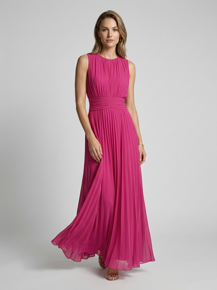 Robe femme mousseline de polyester taille marquée élégante – Image 3